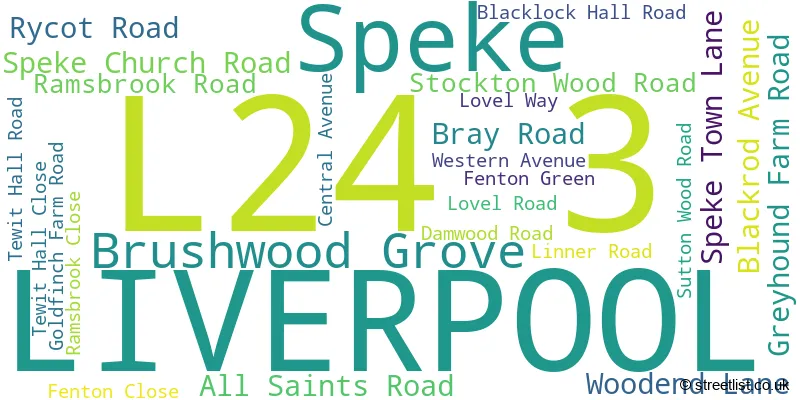 A word cloud for the L24 3 postcode